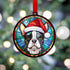 Boston Terrier in Santa Hat Suncatcher Decoration